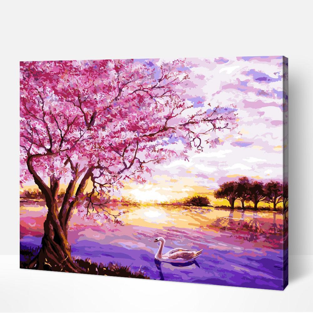 Pink Blossoms-PEINTURE PAR NUMERO