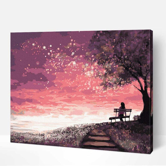 Crépuscule Dans Un Champ De Fleur - PEINTURE PAR NUMERO