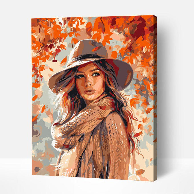 Femme dans le vent d'Automne-PEINTURE PAR NUMERO