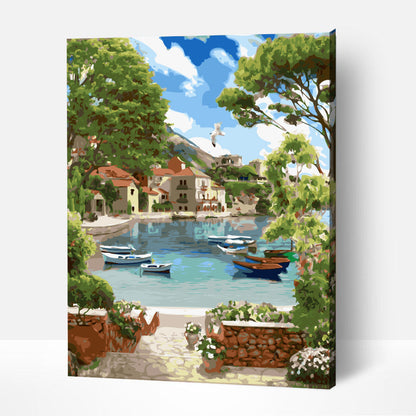 Cove with Boats-PEINTURE PAR NUMERO
