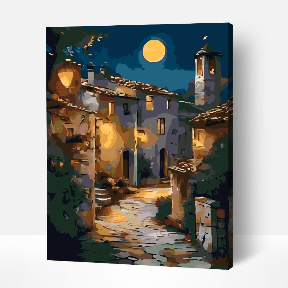 Nuit Sereine dans le Village-PEINTURE PAR NUMERO